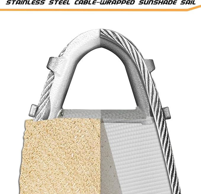Upgraded with High-Strength Steel Cable Edges 20' x 24' Sun Shade Sai...