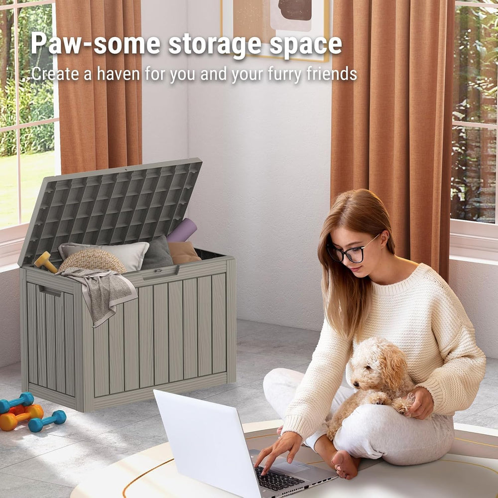 Outdoor Deck Storage Box, 50 Gallon Deck Box,Lockable Patio Storage Bench