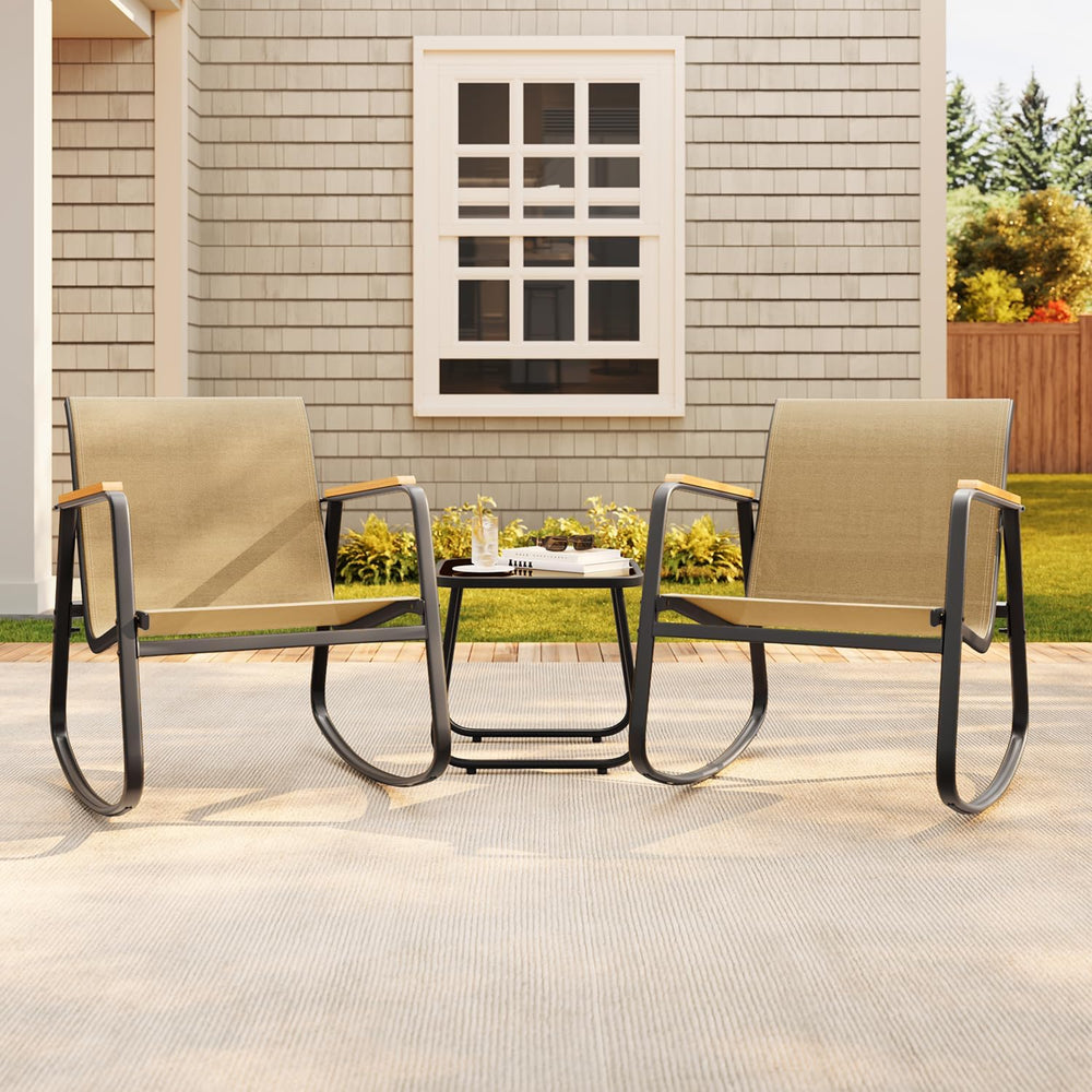 Aiho 3-Piece Patio Furniture Set, Textilene Bistro Sets for Garden, Brown