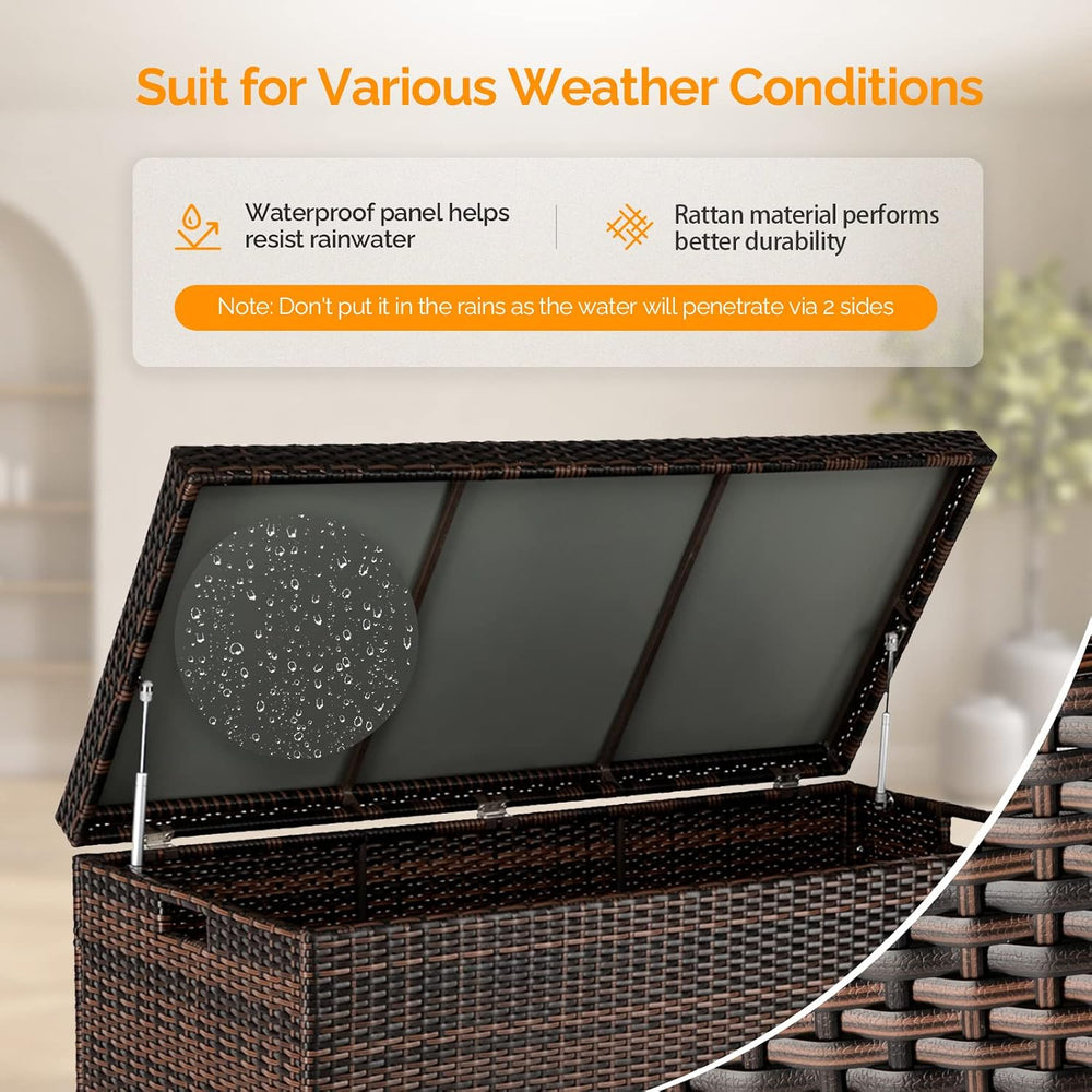 VINGLI 132 Gallon Outdoor Wicker Storage Box