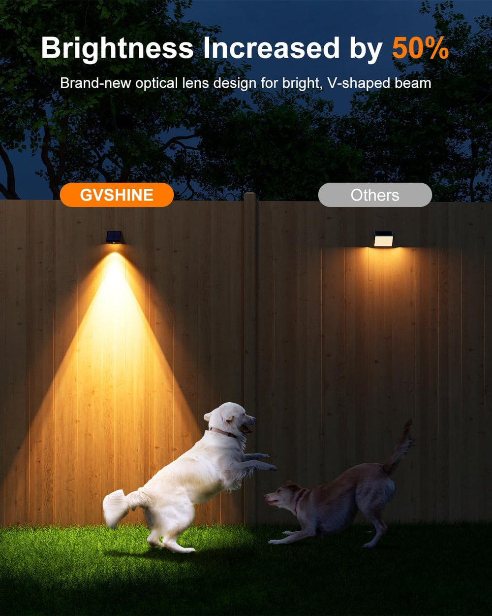 8 Pcs Decorative Sun Power Fence Lamp Outdoor Waterproof Warm White