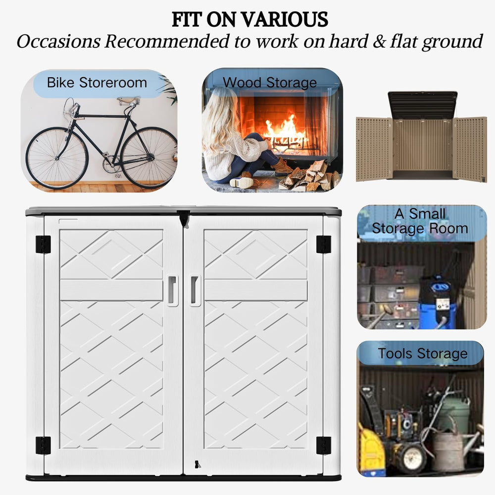 ZZM Large Outdoor Storage Shed, 48 Cu Ft Resin Versatile Storage Cabinet for ...