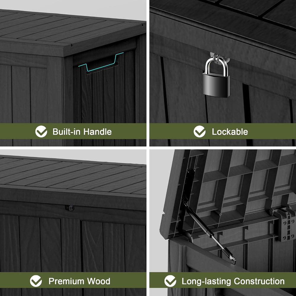 150 Gallon Lockable Resin Outdoor Storage Box, Waterproof & Weather Resis...