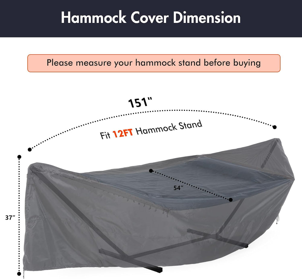 ANOW Heavy Duty Waterproof Hammock Cover for 12FT Stand, Grid Black