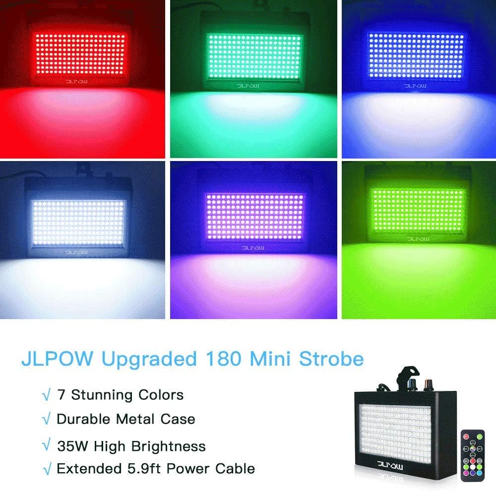 Halloween Strobe Light, JLPOW Ultra Bright RGB LED Strobe Lights (Metal Case)...