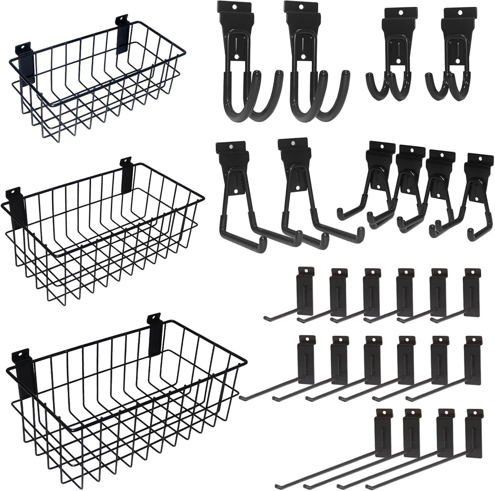 NeatiEase 29 PCS Slatwall Accessories Kit for Garage Rooms Shops Storage, Sla...