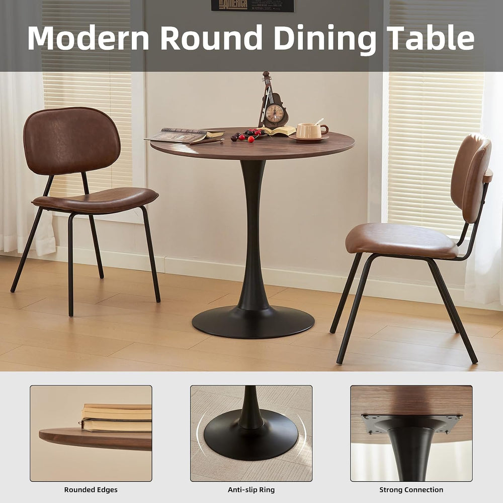 Round Dining Table, 31.5" Tulip Table (Faux Walnut)