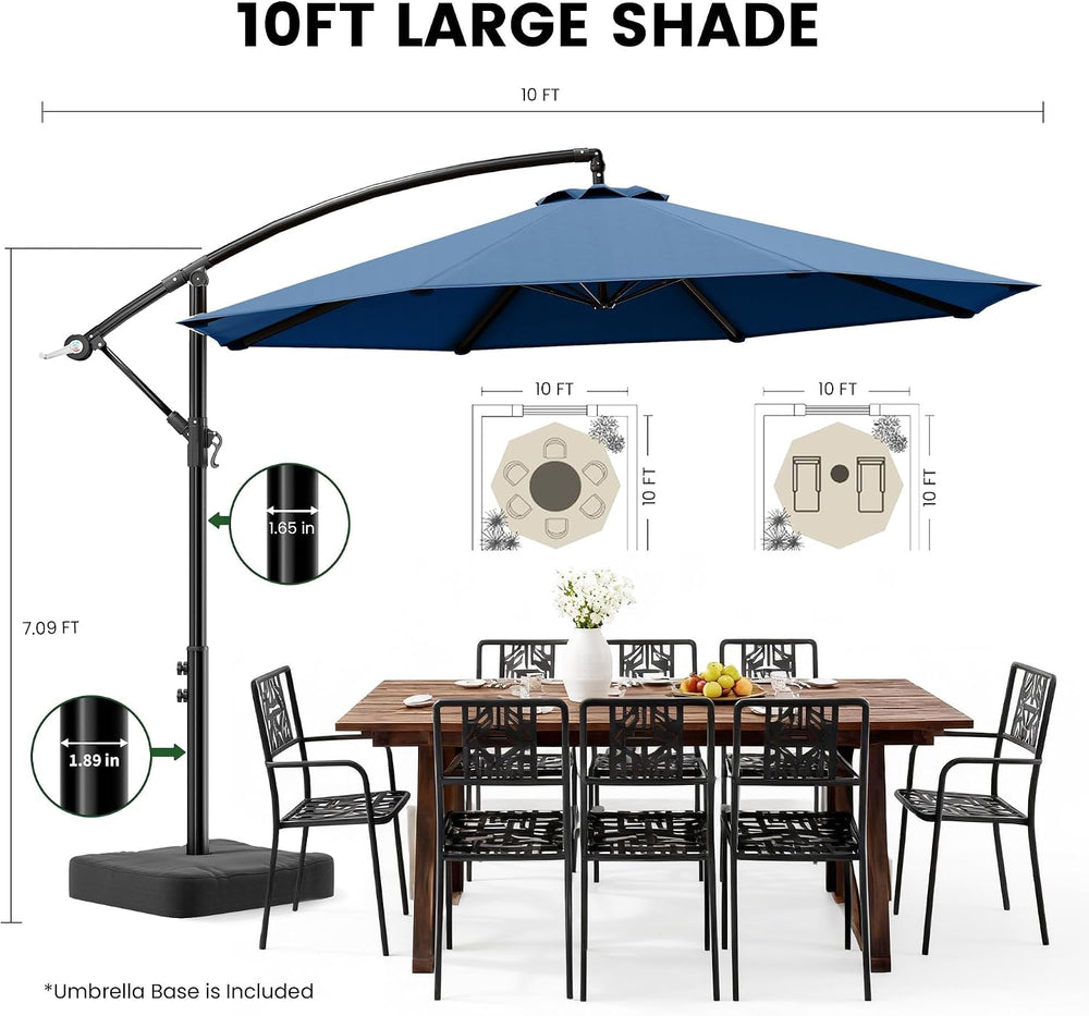 10FT Cantilever Offset Outdoor Patio Umbrella with Base Included