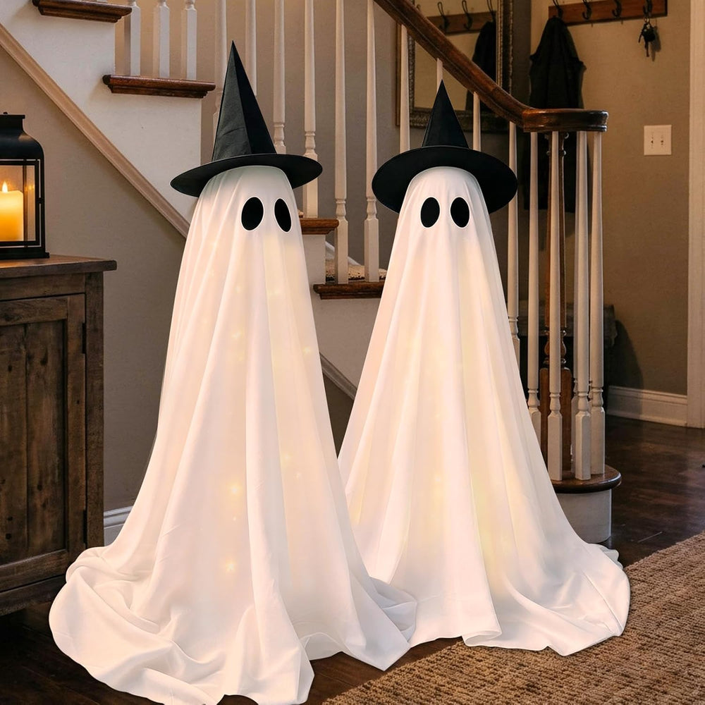 DAZONGE 2-Pack Halloween Ghost Decorations Outdoor with Remote Lights