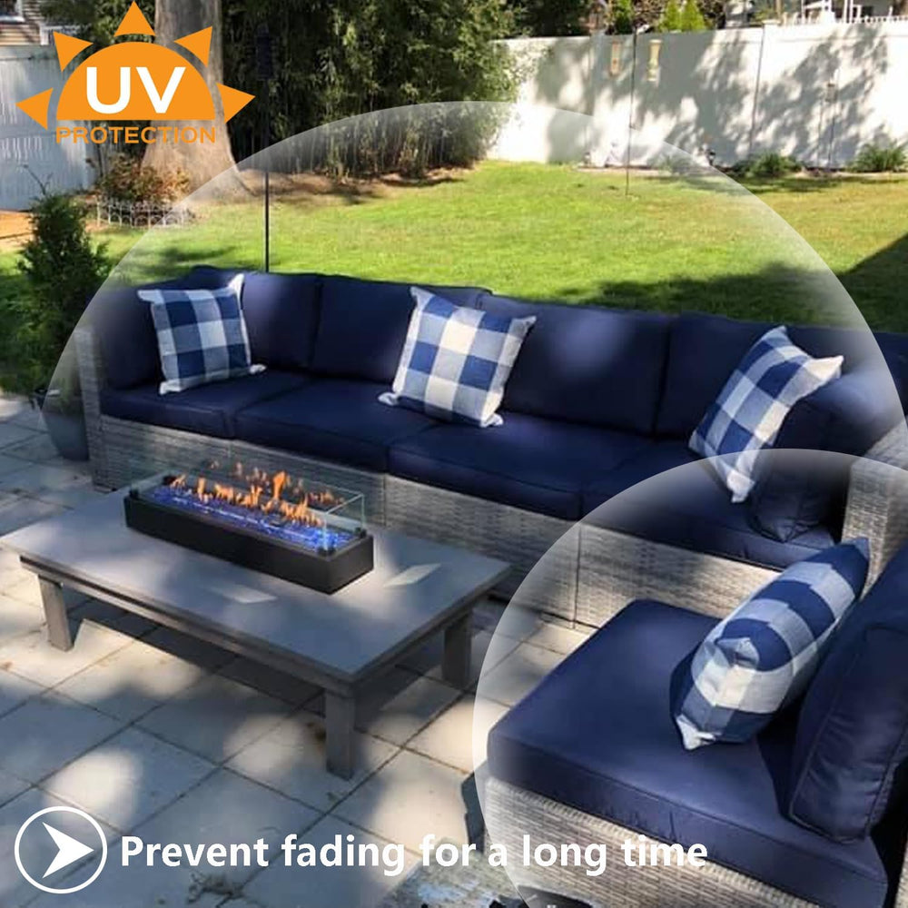 FLYMEI Patio Cushion Covers 25x25x5, Navy Blue, 4Packs