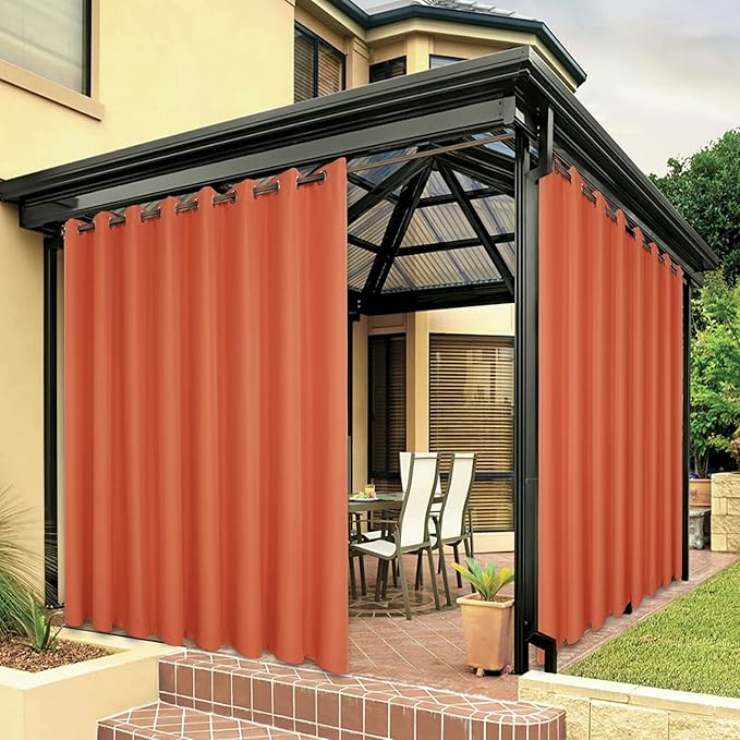 BONZER Waterproof Indoor/Outdoor Curtains for Patio Thick Privacy Wide Gromme...