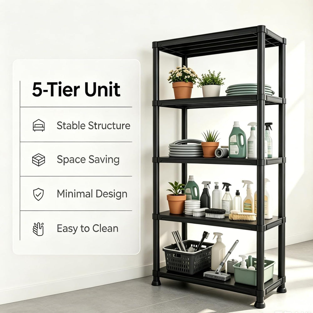 5‑Tier Plastic Storage Shelving Unit for Garage Storage Shelve 70"×24&qu...
