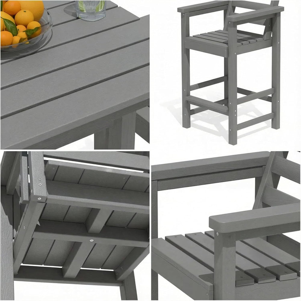 GLANC Adirondack Chairs and Table 3 Pieces Set, HDPE Balcony Bar Height Chair...