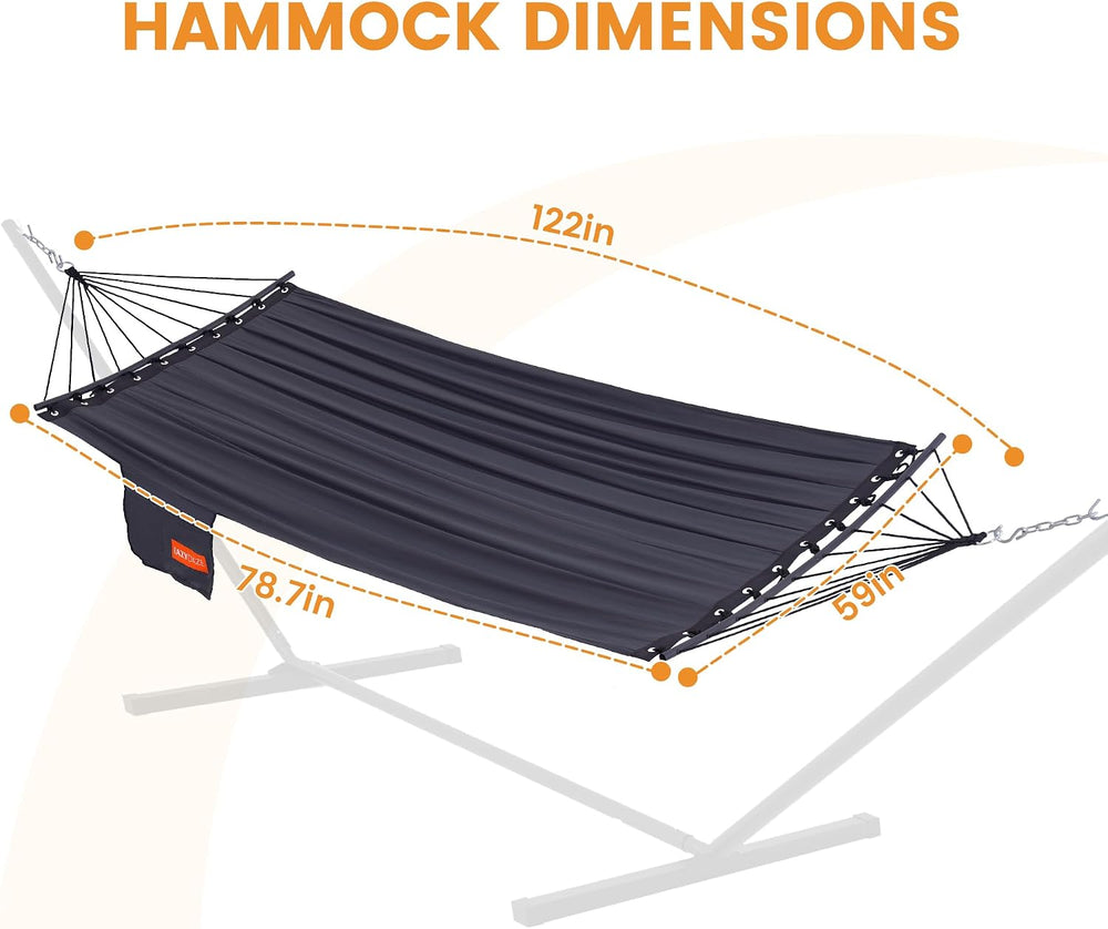 Lazy Daze Portable Camping Hammock with Curved Spreader Bar, Grey