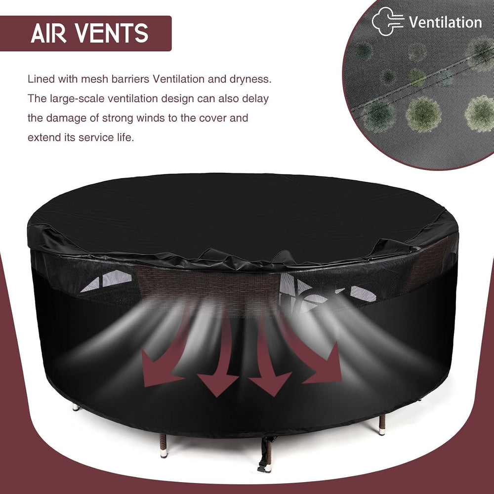 RICHIE Waterproof Round Patio Furniture Covers - 600D UV Resistant & Anti...