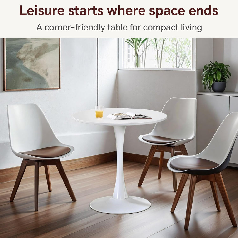 27.5" Tulip Round Dining Table with Metal Pedestal White