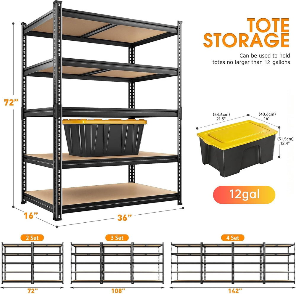 REIBII 2 Pack Garage Shelving, 2400LBS Each,Heavy Duty Storage Shelves