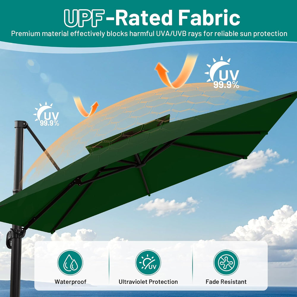 AreShark Double-Top Cantilever Patio Umbrella
