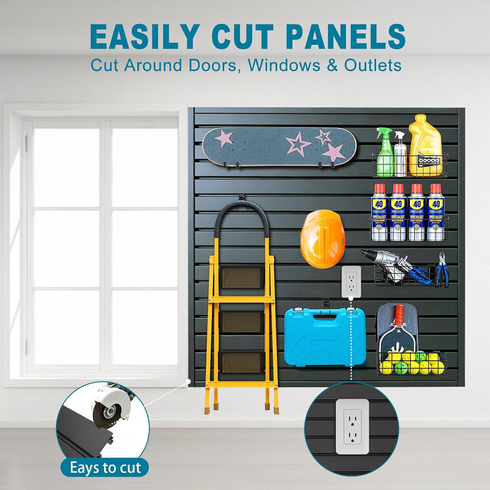 PVC Slat Wall Paneling 4x8 ft, Black Slatwall Panel for Storage