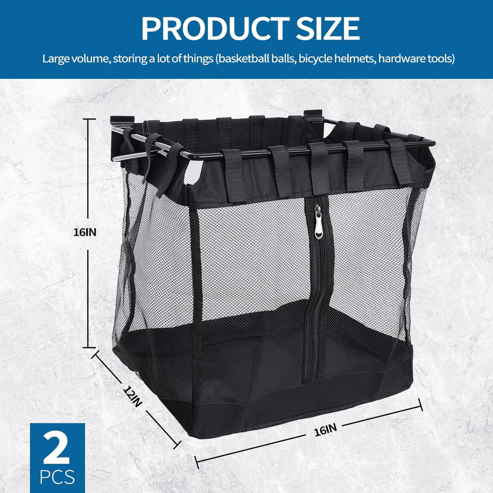 2Pcs Mesh Slatwall Baskets with Zipper,Hanging Storage Slat wall Baskets