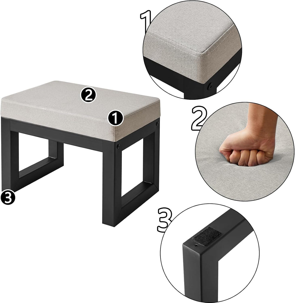 IBUYKE Small Footstool Ottoman, Linen Fabric Footrest, Grey
