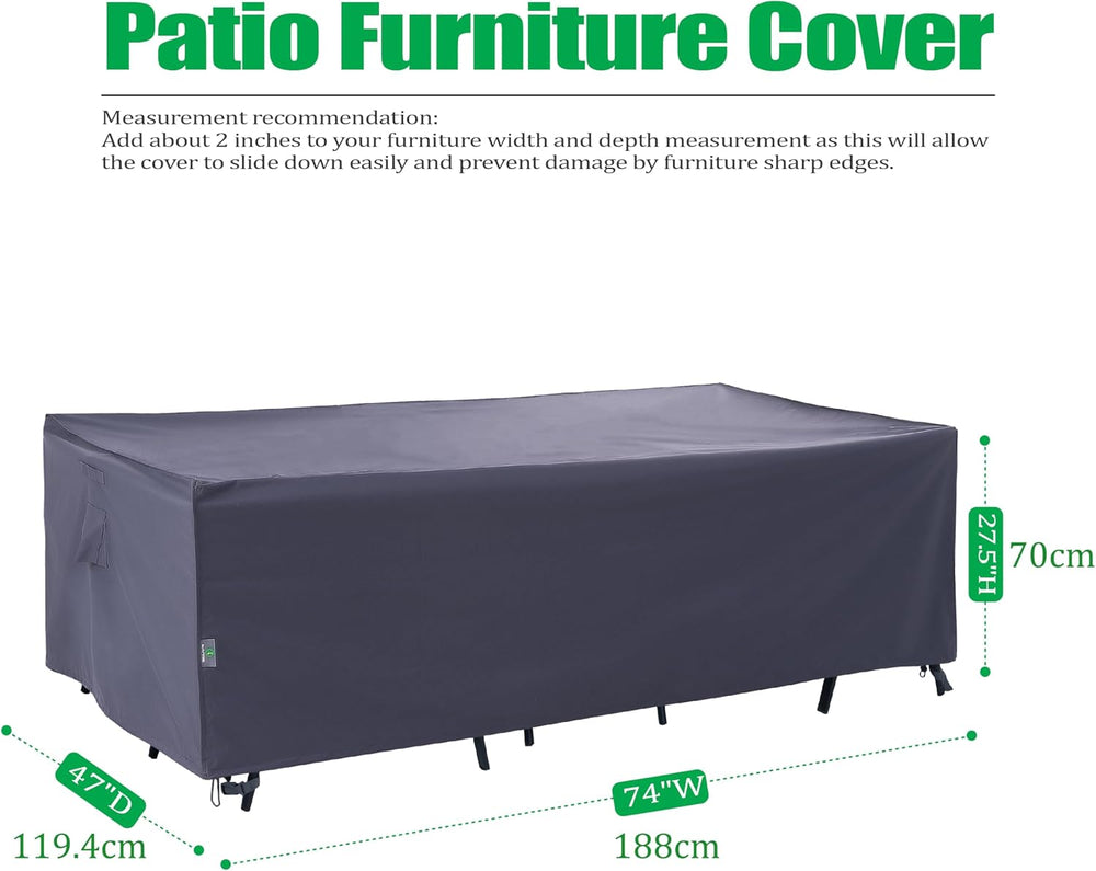 F&J Outdoors Patio Table/Furniture Cover, Grey, 74"W x 47"D x 2...