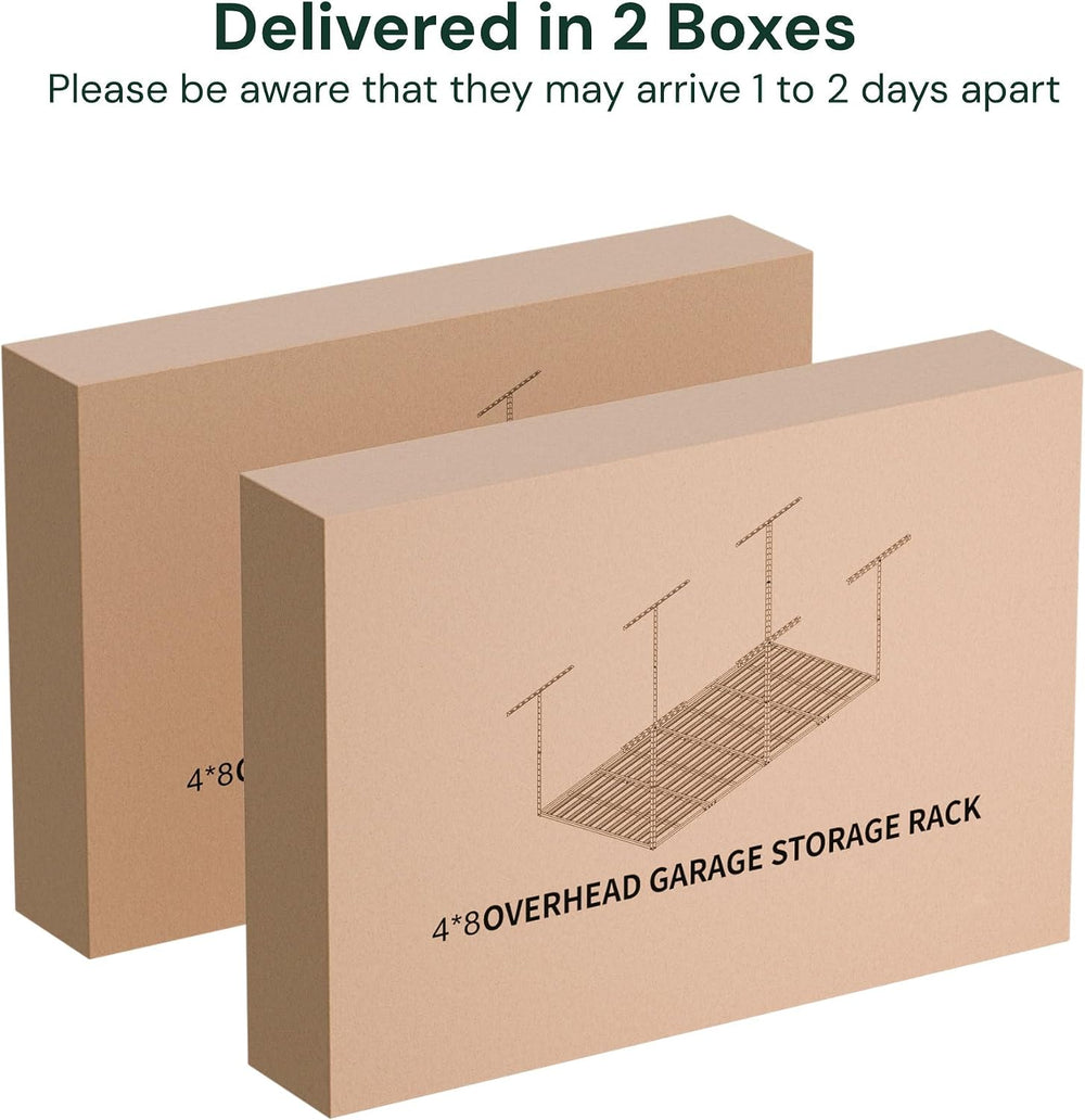 SunsGrove 4x8 Garage Storage Overhead Rack Organization, Adjustable Ceiling M...