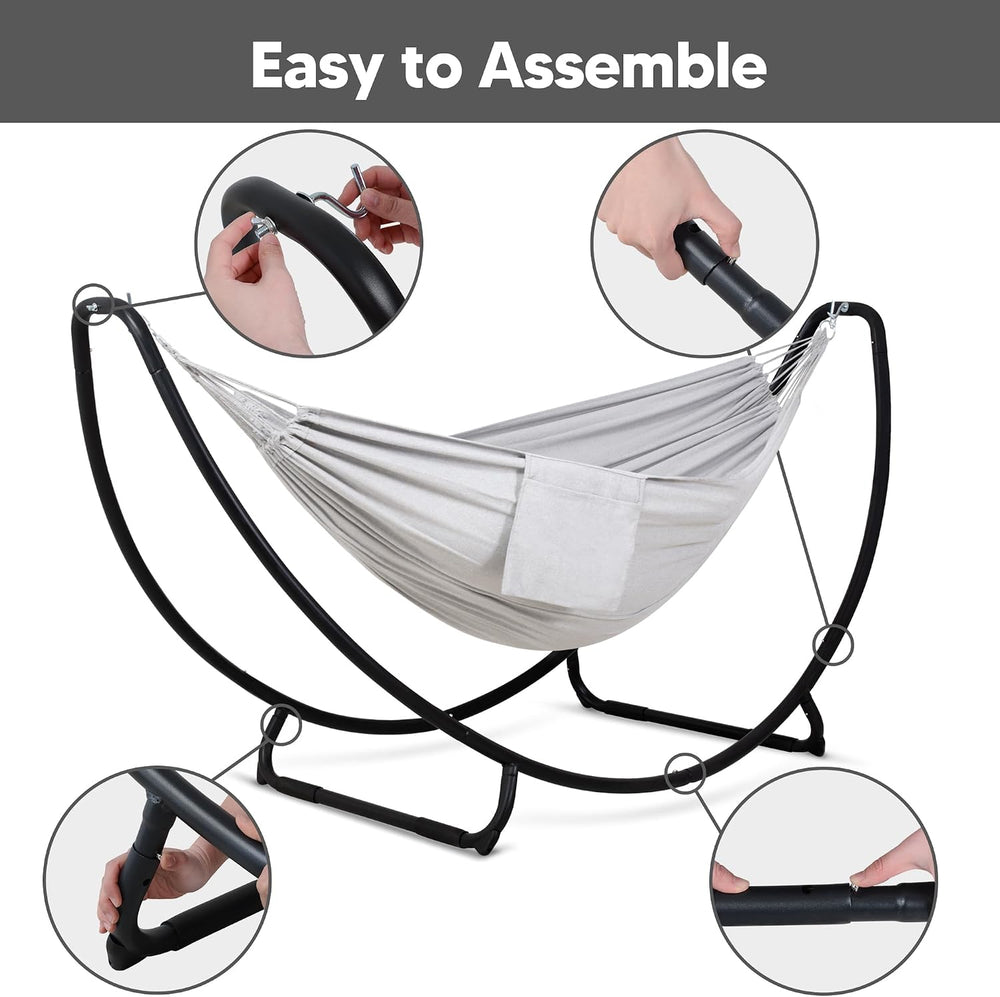 Portable Large Hammock with Stand, Patented, Light Gray