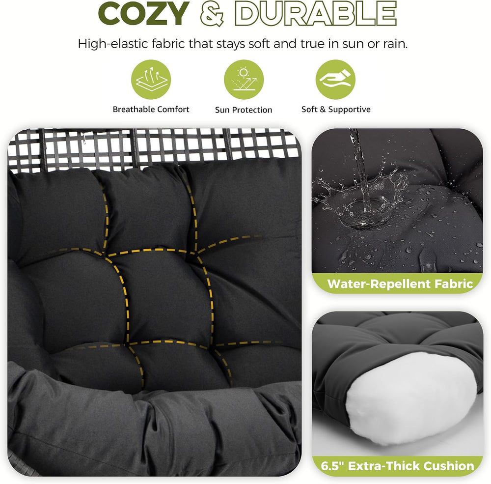 RADIATA Double Egg Chair Outdoor, 2 Person Wicker Patio Lounge Loveseat