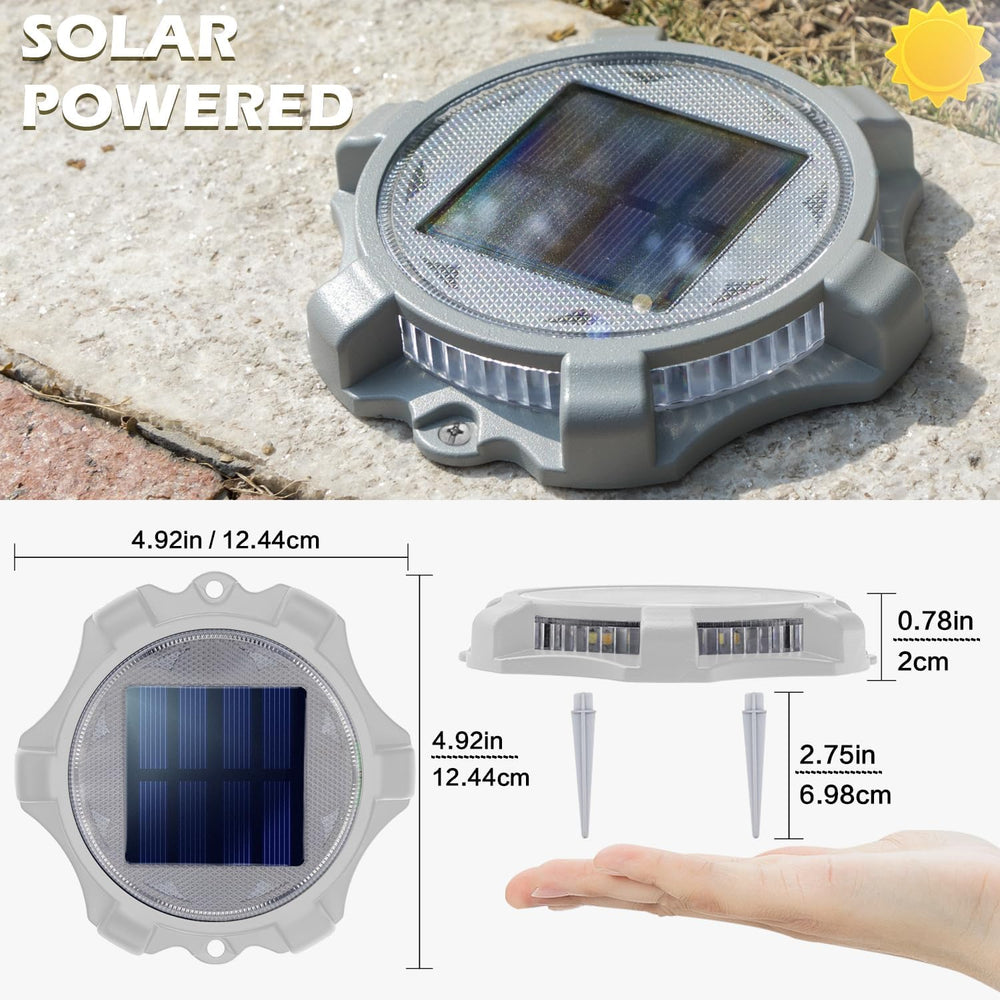 SIEDiNLAR Solar Deck Lights Outdoor 2 Modes LED, 8 Pack White/Warm Lighting
