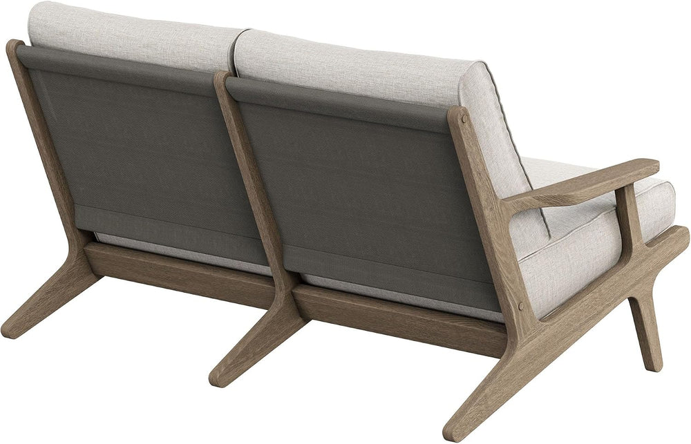 Modway Saratoga Teak Outdoor Patio Loveseat in Weathered Gray Pebble – 2 Seat...