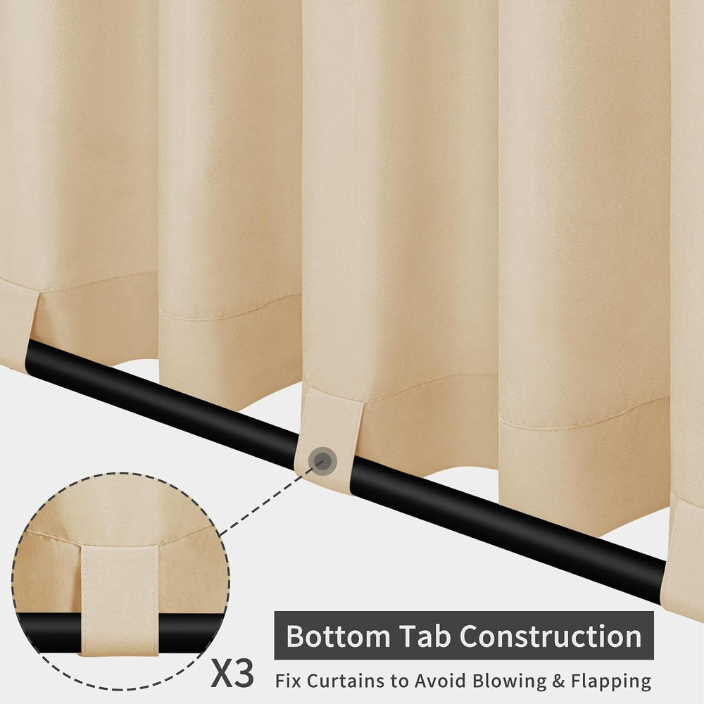 Easy-Going Outdoor Patio Curtains 2 Panels, 54x96 inch, Beige