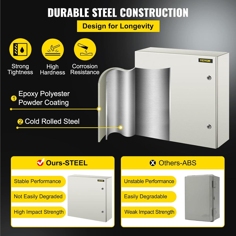VEVOR NEMA Steel Enclosure, 24 x 24 x 8'' NEMA 4X Steel Electrical Bo...