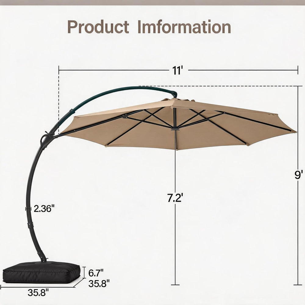 LAUSAINT HOME Outdoor Patio Umbrella with Base included, 11 FT Deluxe Curvy C...