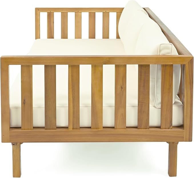 Christopher Knight Home Claremont Outdoor 3 Seater Acacia Wood Daybed with Fa...
