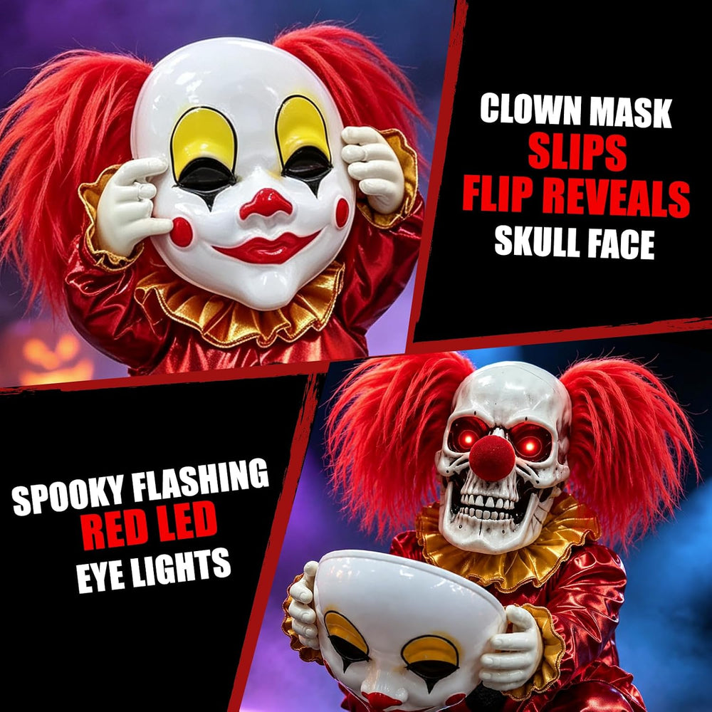 Scary Halloween Animatronics Clown Decoration for Haunted House Party Decor