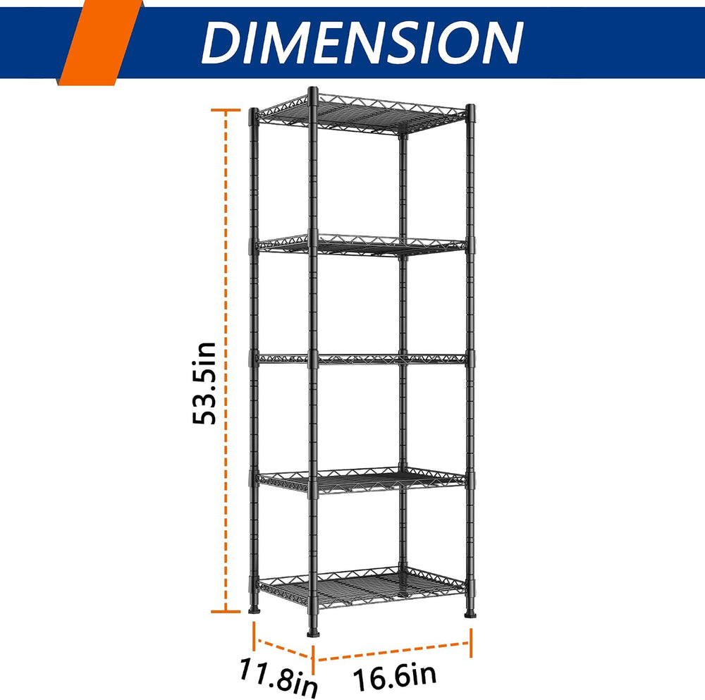 REGILLER 5-Wire Shelving Metal Storage Rack Adjustable Shelves,Standing Stora...