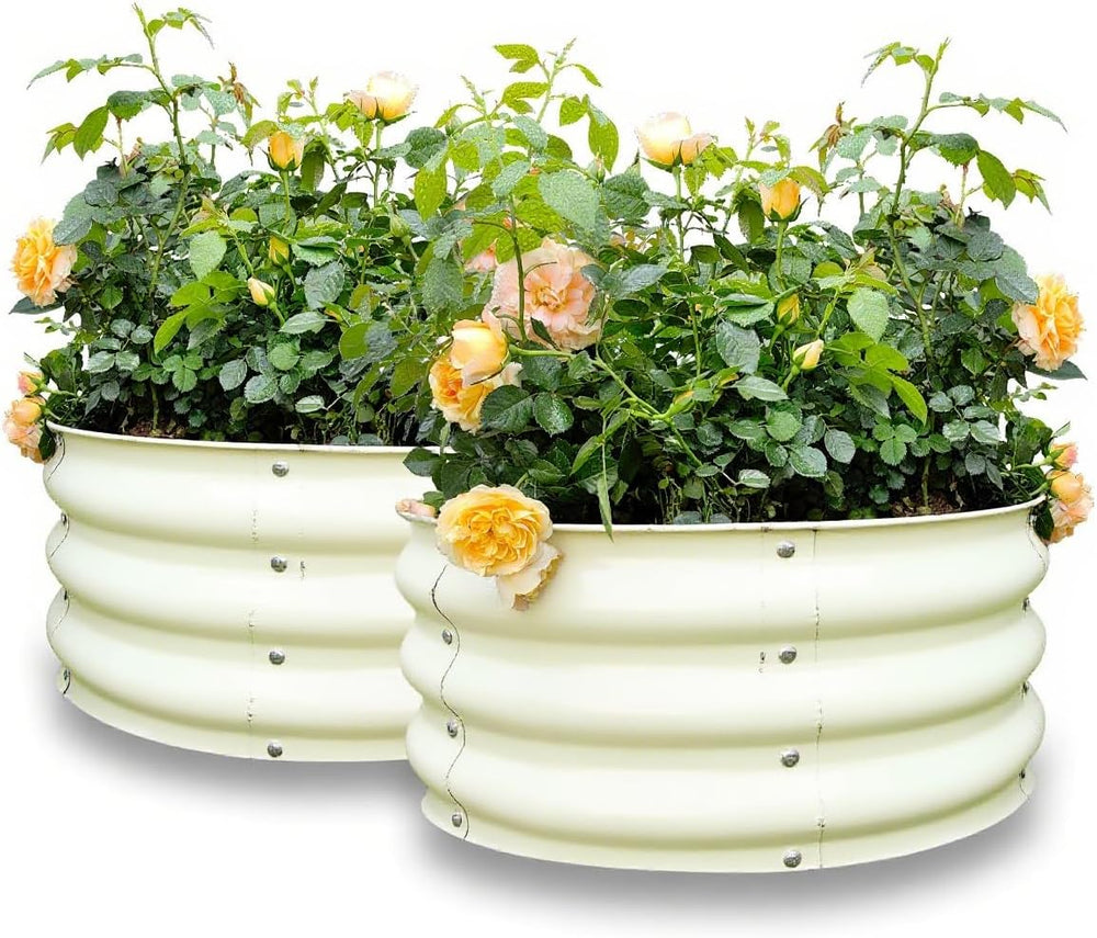 GARDMAX 2 Pack 2x2x1FT Galvanized Round Raised Garden Bed Kit, Metal Planter ...