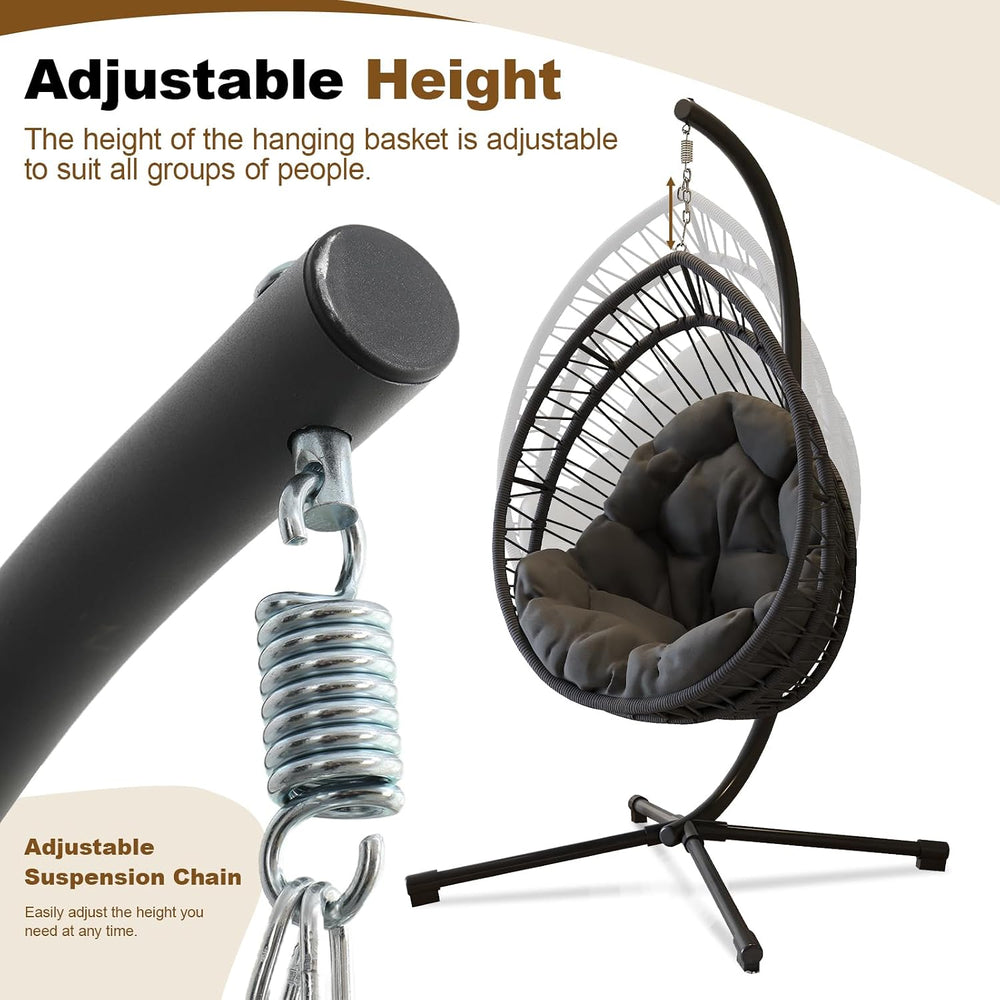 Hanging Egg Chair with Stand, Foldable Swing Hammock Chair, All-Weather Core-...