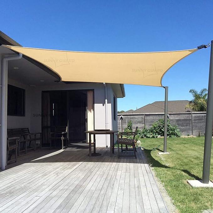 SUNNY GUARD Sun Shade Sail 8' X 16' Rectangle Sand UV Block Sunshade ...