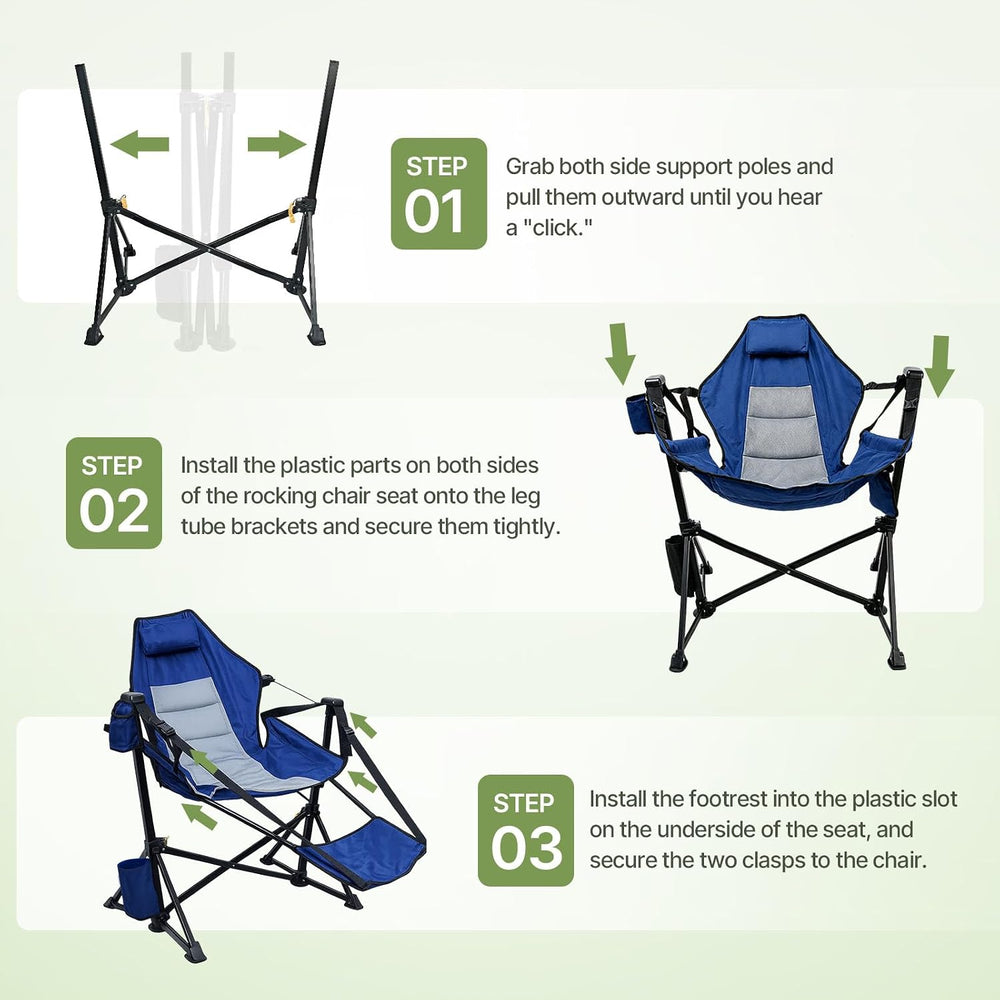 Suteck Hammock Camping Chair with Footrest,500LBS Rocking Chairs, 2Pack