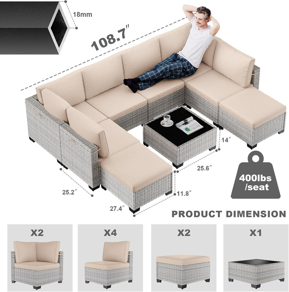 Outdoor PE Wicker Rattan Modular Patio Sectional Sofa Set