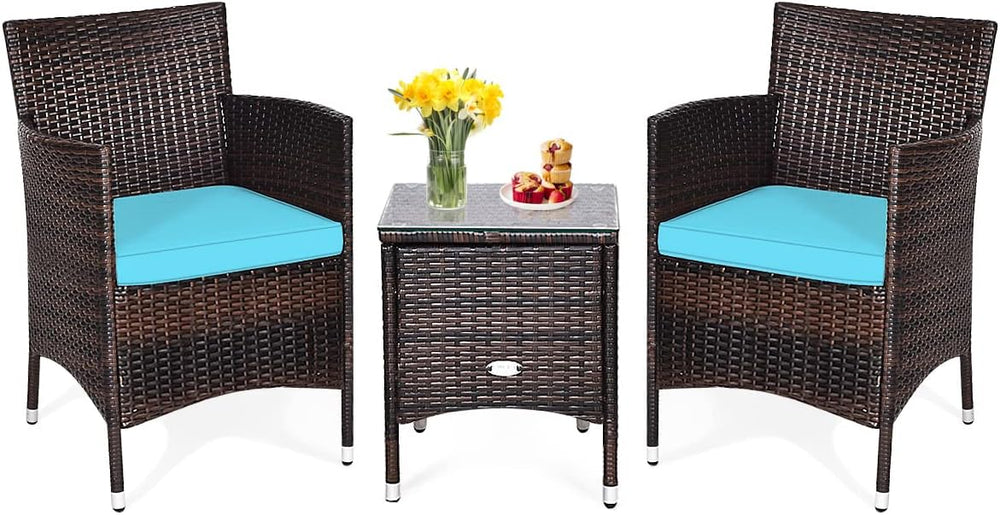 KOTEK 3 Piece Patio Furniture Set, Blue