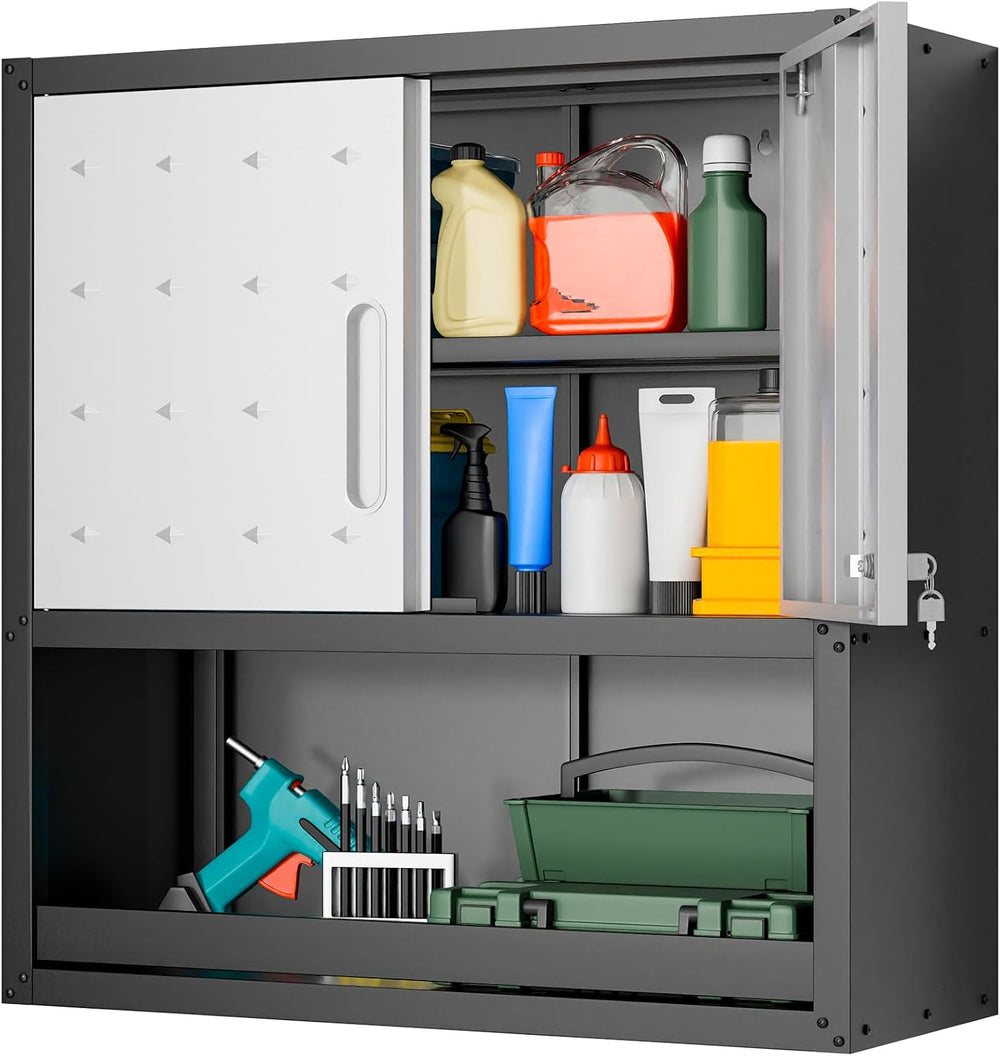 Garage Wall Cabinet,29.5" W Wall Mounted Garage Cabinets with Adjustable...