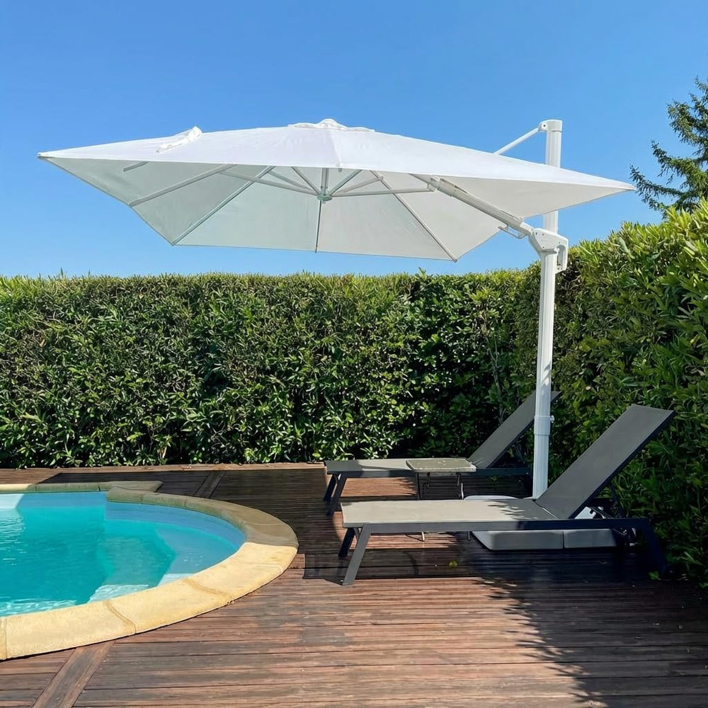 PURPLE LEAF Cantilever Patio Umbrella 10' X 10' White Aluminum Frame,...