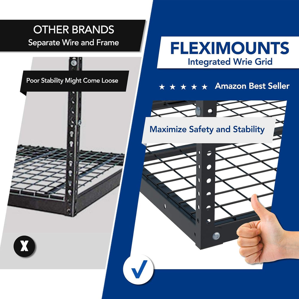 FLEXIMOUNTS 4x6 Overhead Garage Ceiling Storage Rack Organization, Black