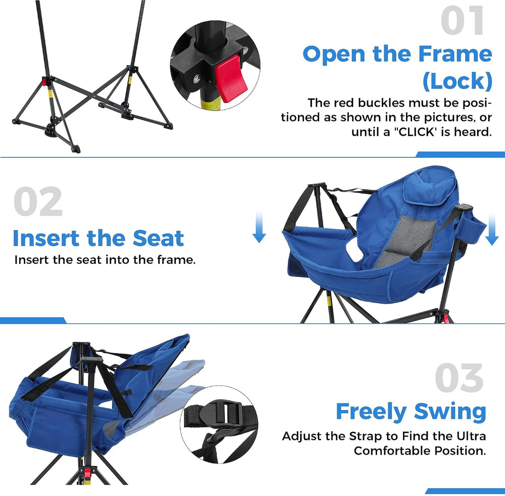 Hammock Camping Chair, Foldable Portable Rocking Chairs for Adults Outside Sw...