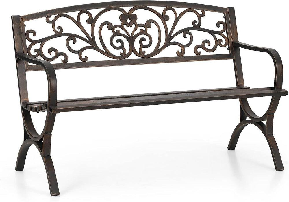 Sophia & William Metal Outdoor Bench Classic Floral Pattern , 50" Br...