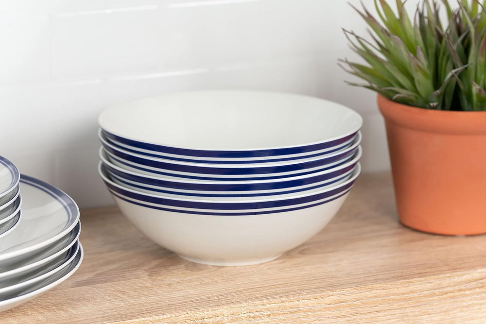 Café Stripe 12 Pc Dinnerware Set, Blue