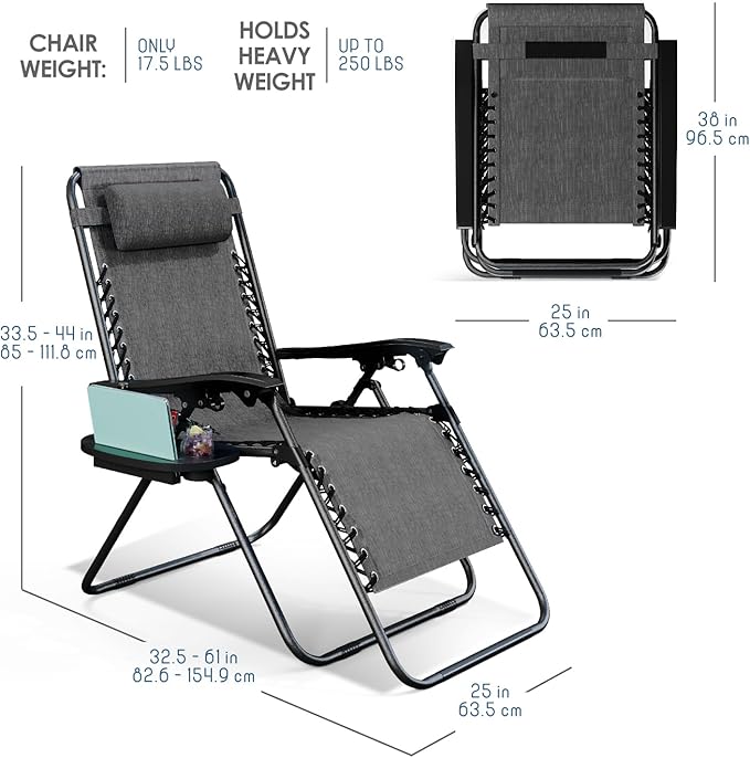Nestl Zero Gravity Chairs Set of 6, Patio Lounge Chair Outdoor with Pillows &...